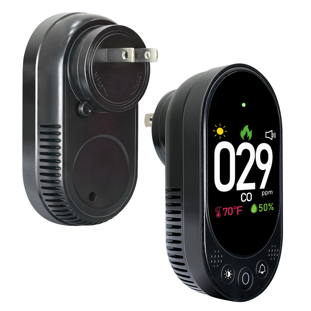 VETOUCH Plug-In CO Detector with Temp/Humidity, 1.83" Display, 85dB Alarm, for Home RV