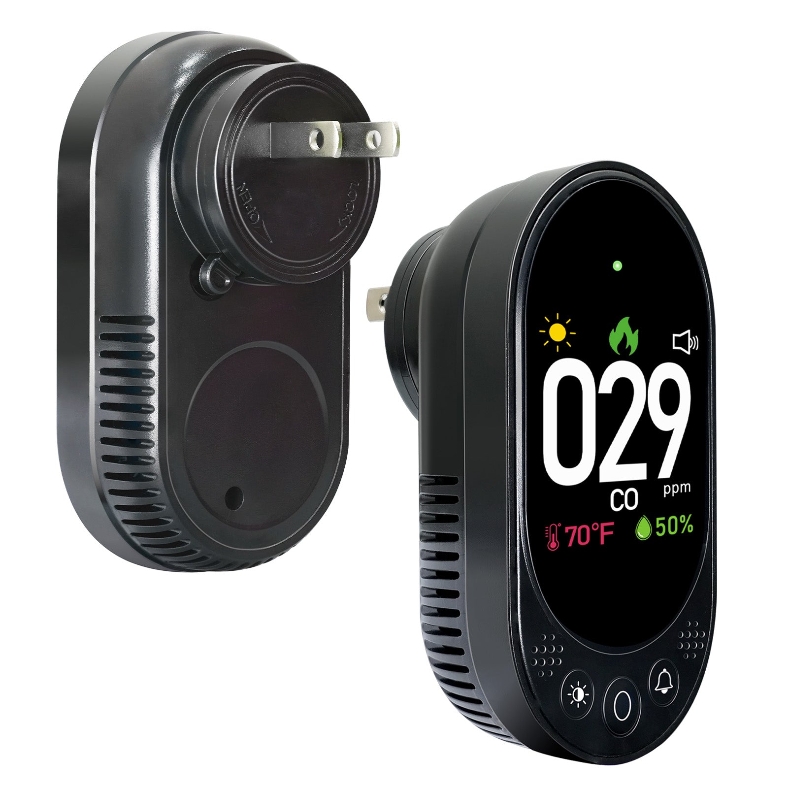 VETOUCH Plug-In CO Detector with Temp/Humidity, 1.83" Display, 85dB Alarm, for Home RV