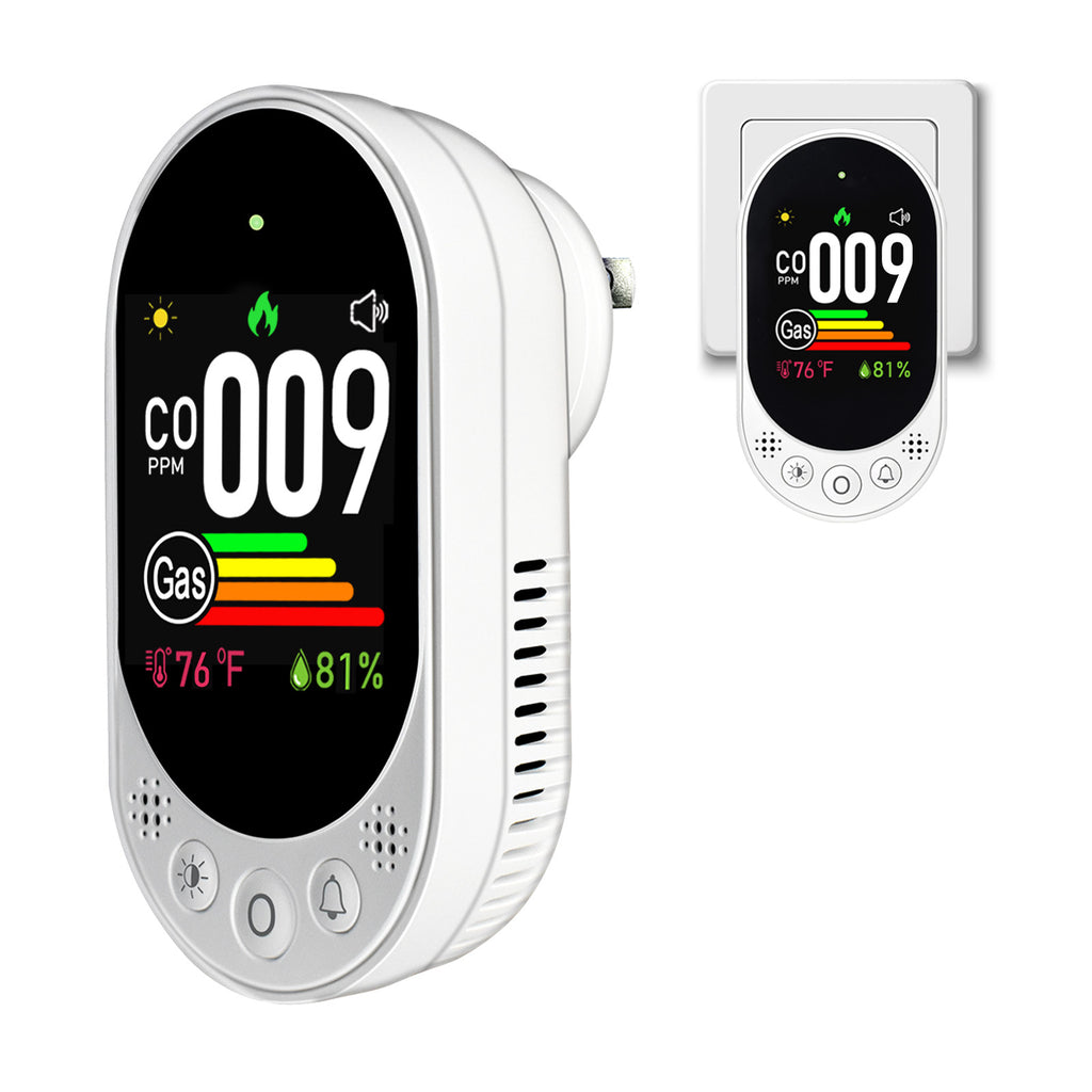 VETOUCH 4-in-1 Plug-In CO & Gas Detector with Temp/Humidity, 1.83" Screen, 85dB Alarm, for Home RV