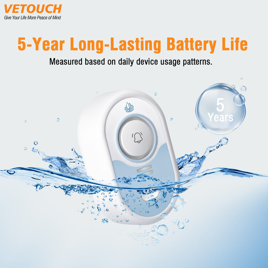 VETOUCH Water Leak Detector, 100dB Alarm, IP66, 5-Year Battery, Batteries Included