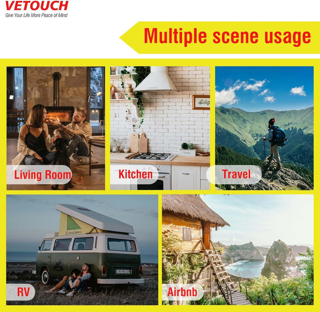 VETOUCH Plug-In CO Detector with Temp/Humidity, 1.83" Display, 85dB Alarm, for Home RV